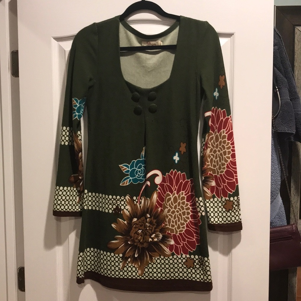 Green flowered dress (hippie boho)